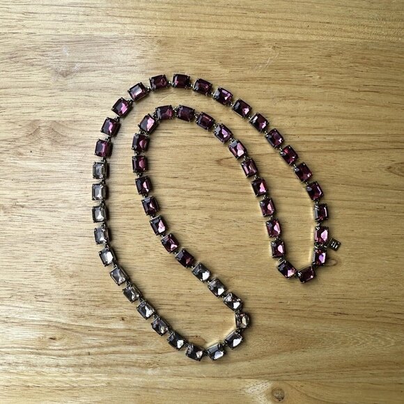 Banana Republic ᗺR Necklace Cranberry Lavender Rhinestones Statement Jewelry 26" - Picture 2 of 11